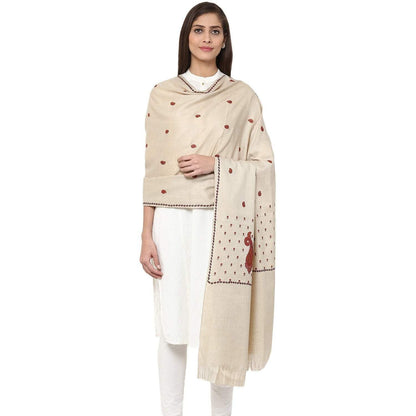Pashtush Womens Embroidery Shawl, Light Weight And Warm, white