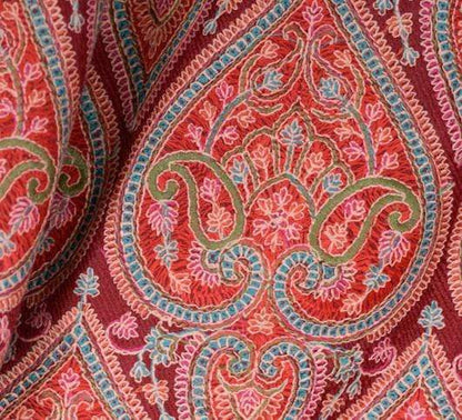 Pashtush India 100x200 Pashtush Womens Kashmiri Embroidery Shawl, Maroon