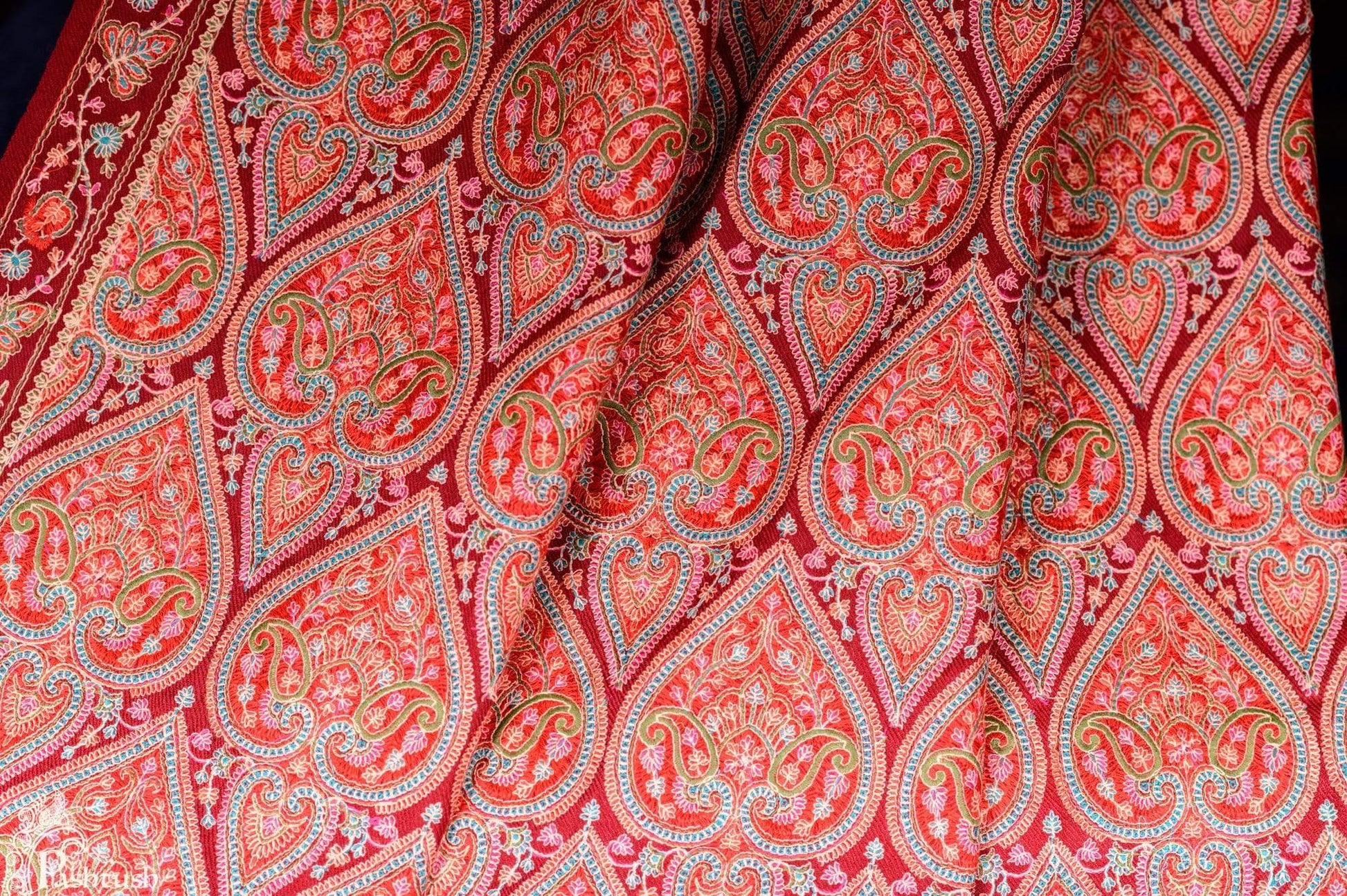 Pashtush India 100x200 Pashtush Womens Kashmiri Embroidery Shawl, Maroon