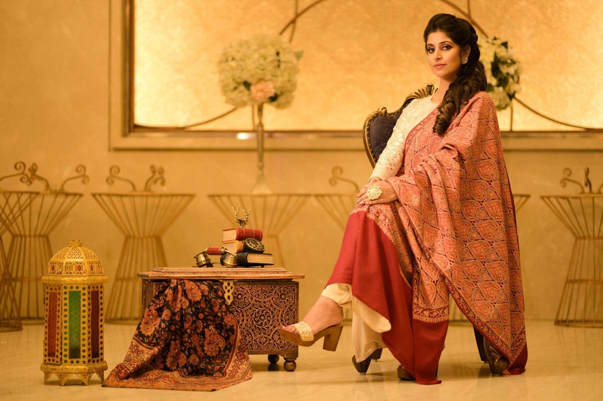 Pashtush India 100x200 Pashtush Womens Kashmiri Embroidery Shawl, Maroon