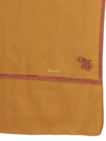 Pashtush India Womens Shawls Pashtush Womens Kashmiri Hand Embroidered Shawl, Mustard