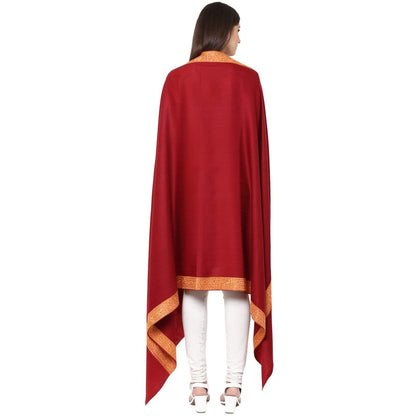 Pashtush India 100x200 Pashtush Womens Kashmiri Hand Embroidery Shawl, 100% Pure Wool Shawls, Maroon