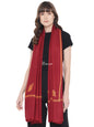 Pashtush India Womens Shawls Pashtush Womens Kashmiri Hand Embroidery Sozni Shawl, Woollen, Soft and Warm, Kingri, Maroon