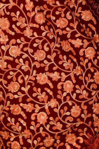 Pashtush Store Shawl Pashtush Womens Kashmiri Shawl, Aari Embroidery, Maroon