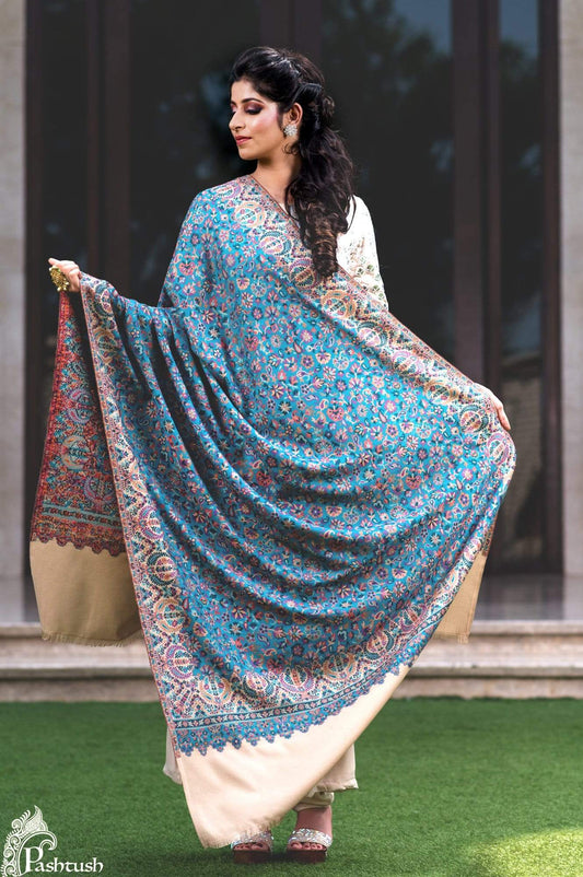 Pashtush Shawl Store Shawl Pashtush Womens Kashmiri Shawl,"Rich Garden Aesthic" Design, Inspired by Vintage Jamawar Shawls, Faux Pashmina Shawls, Soft and Warm