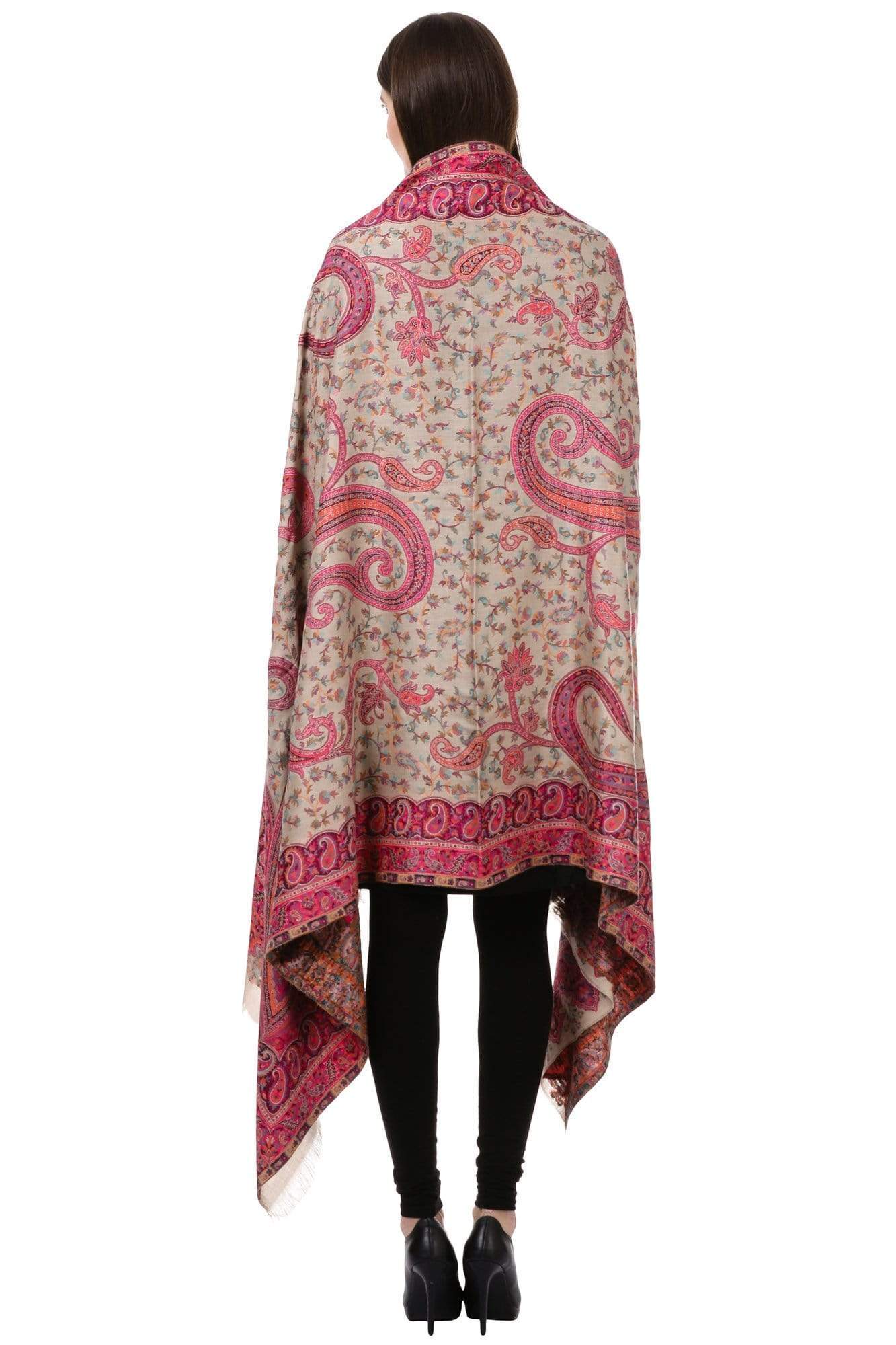 Pashtush India 100x200 Pashtush Womens Kashmiri Shawl,"Rich Garden Aesthic" Design, Inspired by Vintage Jamawar Shawls, Faux Pashmina Shawls, Soft and Warm