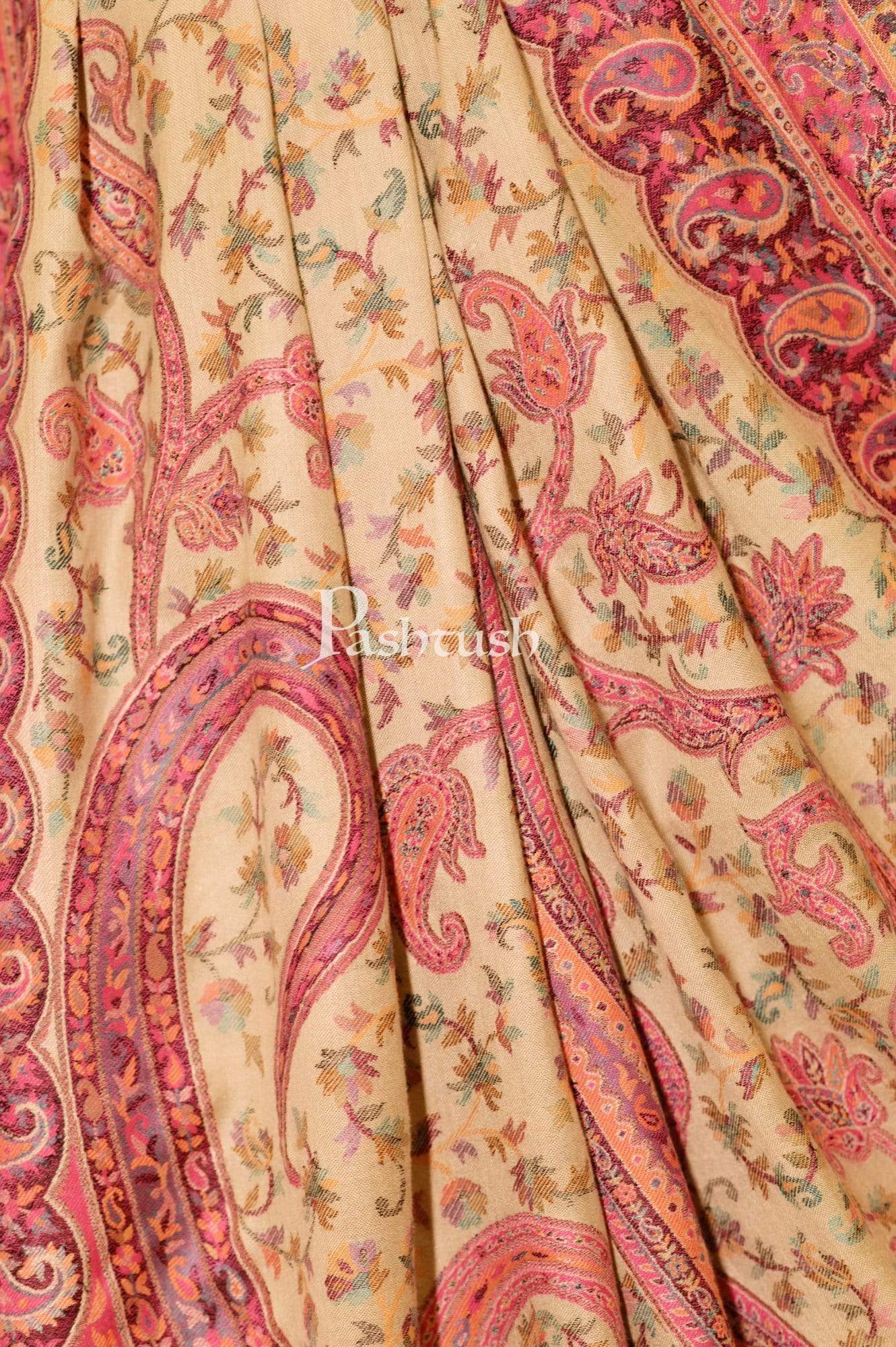 Pashtush India 100x200 Pashtush Womens Kashmiri Shawl,"Rich Garden Aesthic" Design, Inspired by Vintage Jamawar Shawls, Faux Pashmina Shawls, Soft and Warm