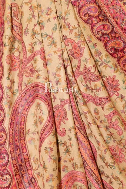 Pashtush India 100x200 Pashtush Womens Kashmiri Shawl,"Rich Garden Aesthic" Design, Inspired by Vintage Jamawar Shawls, Faux Pashmina Shawls, Soft and Warm