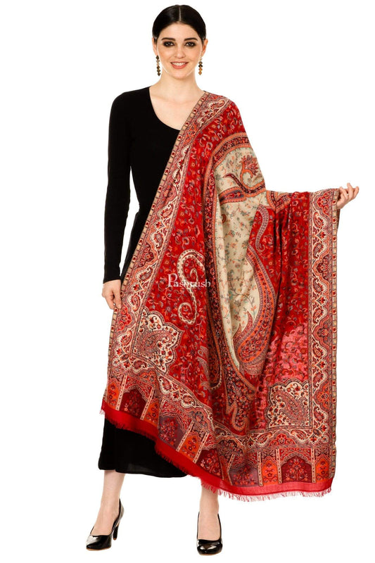 Pashtush Store Shawl Pashtush Womens Kashmiri Shawl,"Rich Garden Aesthic" Design, Vintage Look Shawls, Faux Pashmina Shawls