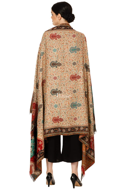 Pashtush India 100x200 Pashtush Womens Kashmiri Shawl "Rich Garden Aesthic", Vintage Shawl Collection, Faux Pashmina