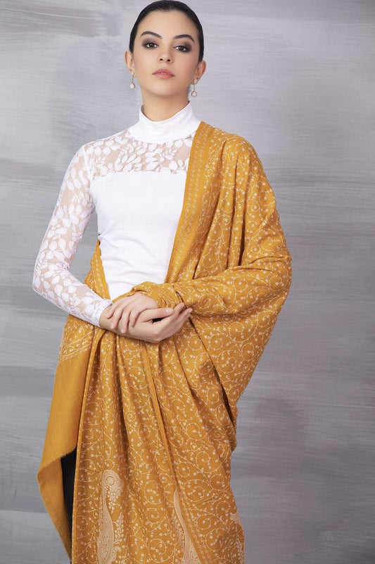 Pashtush Shawl Store Shawl Pashtush Womens Kashmiri Shawl with Tone on Tone Embroidery, Soft, Warm, Light Weight