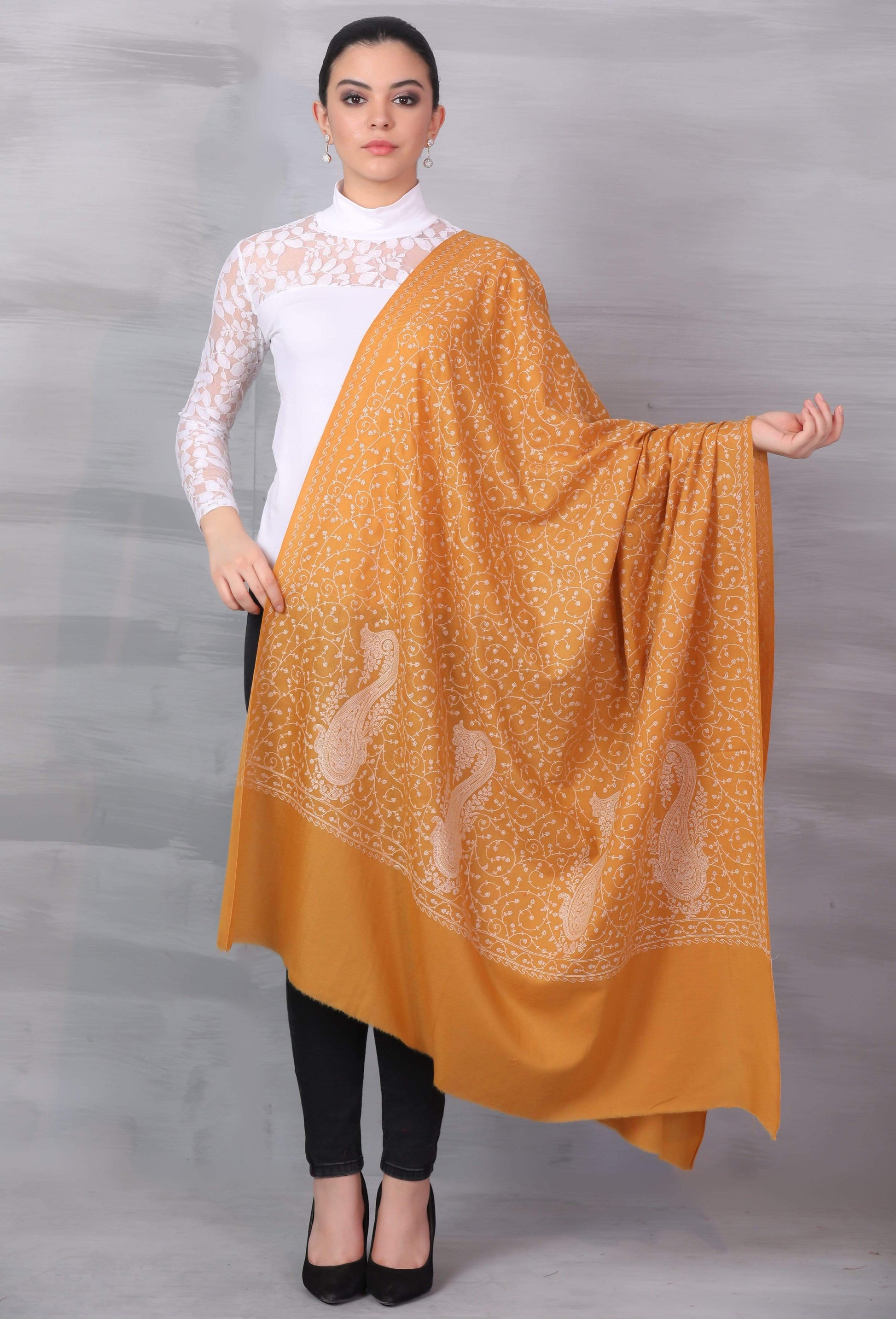 Pashtush Shawl Store Shawl Pashtush Womens Kashmiri Shawl with Tone on Tone Embroidery, Soft, Warm, Light Weight