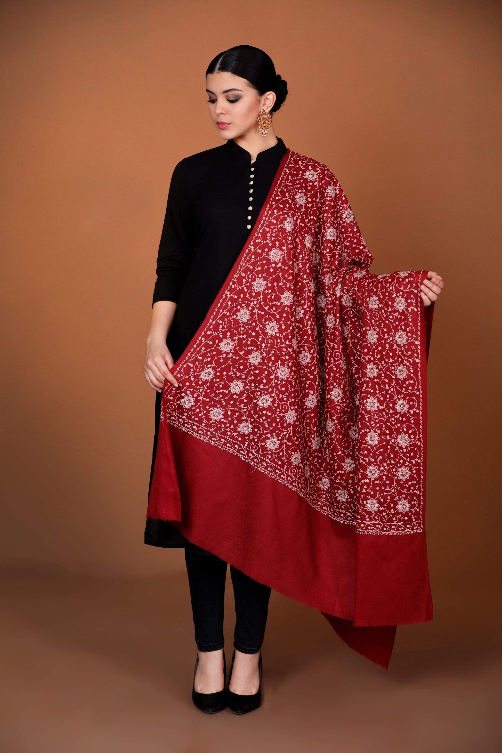 Pashtush Shawl Store Shawl Pashtush Womens Kashmiri Shawl with Tone on Tone Embroidery, Soft, Warm, Light Weight
