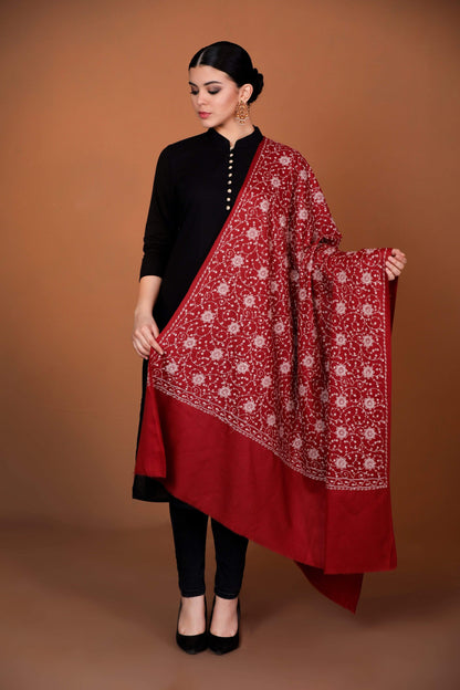 Pashtush Shawl Store Shawl Pashtush Womens Kashmiri Shawl with Tone on Tone Embroidery, Soft, Warm, Light Weight