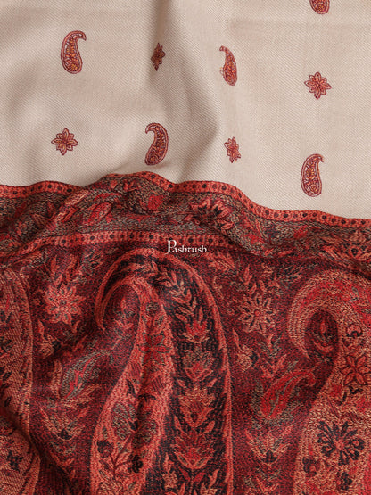 Pashtush India Womens Shawls Pashtush Womens Kashmiri Shawl, Woollen, Stitched Palla, Needlework, Embroidery Beige