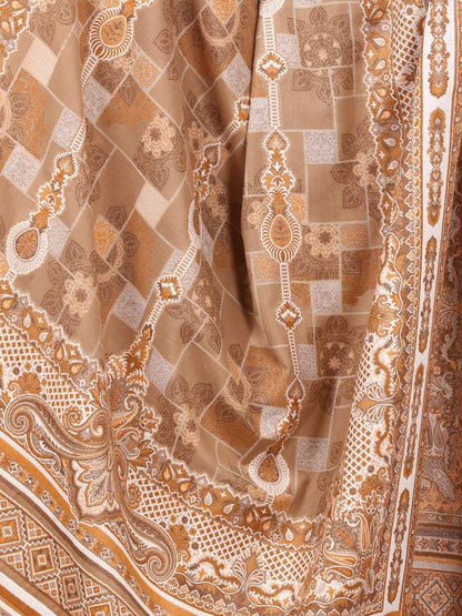 Pashtush Womens Aztec Jamawar Shawl, Faux Pashmina - Beige