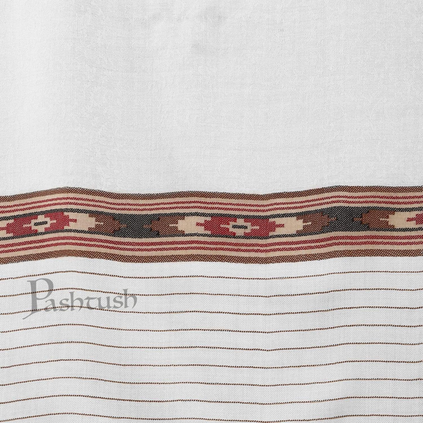 Pashtush India Shawl Pashtush Womens Kullu Weave Shawl from Himachal, White