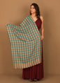 Pashtush India Stole Pashtush Womens Luxury Wool Check Scarf,  Reversible, Extra-Fine, Arabic Blue and Beige