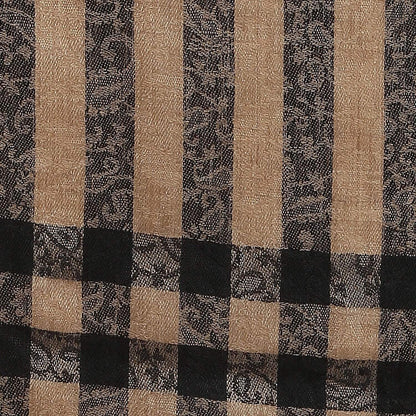 Pashtush India 70x200 Pashtush Womens Luxury Wool Check Scarf, Soft Pashmina Scarf Stole, Extra-Fine (black and beige)