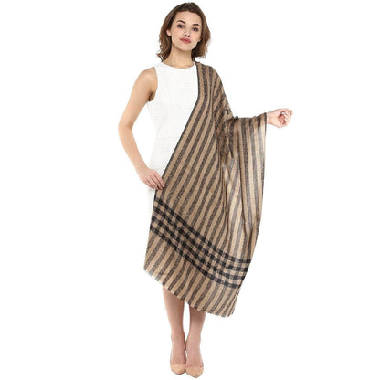 Pashtush India 70x200 Pashtush Womens Luxury Wool Check Scarf, Soft Pashmina Scarf Stole, Extra-Fine (black and beige)