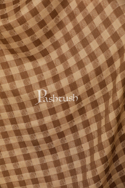 Pashtush India Stole Pashtush Womens Luxury Wool Check Scarf, Soft Wool Reversible Scarf Stole, Extra-Fine