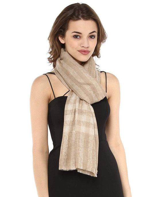 Pashtush India 70x200 Pashtush Womens Luxury Wool Check Scarf, Soft Wool Reversible Scarf Stole, Extra-Fine
