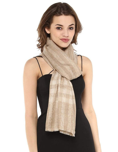 Pashtush India 70x200 Pashtush Womens Luxury Wool Check Scarf, Soft Wool Reversible Scarf Stole, Extra-Fine