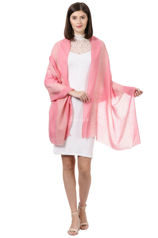 Pashtush India Womens Stoles and Scarves Scarf Pashtush Womens Luxury Wool Scarf, Fine Wool Stole, Carnation