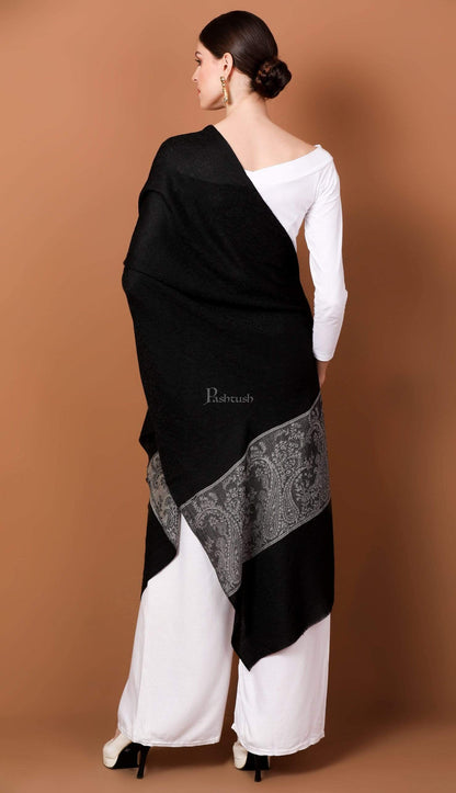 Pashtush India Stole Pashtush Womens Luxury Wool Scarf, Fine Wool Stole, Chanting Paisley