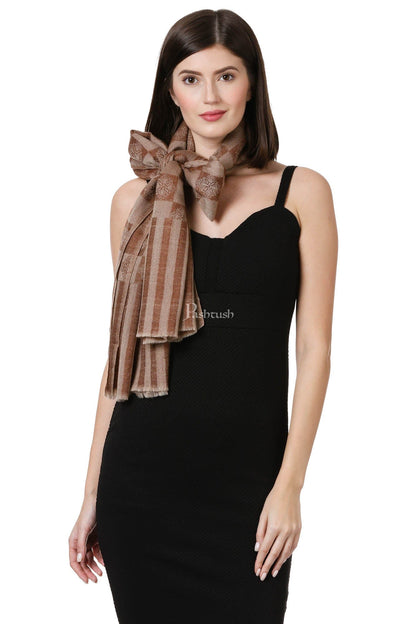 Pashtush India Womens Stoles and Scarves Scarf Pashtush Womens Luxury Wool Scarf, Fine Wool Stole, Coffee