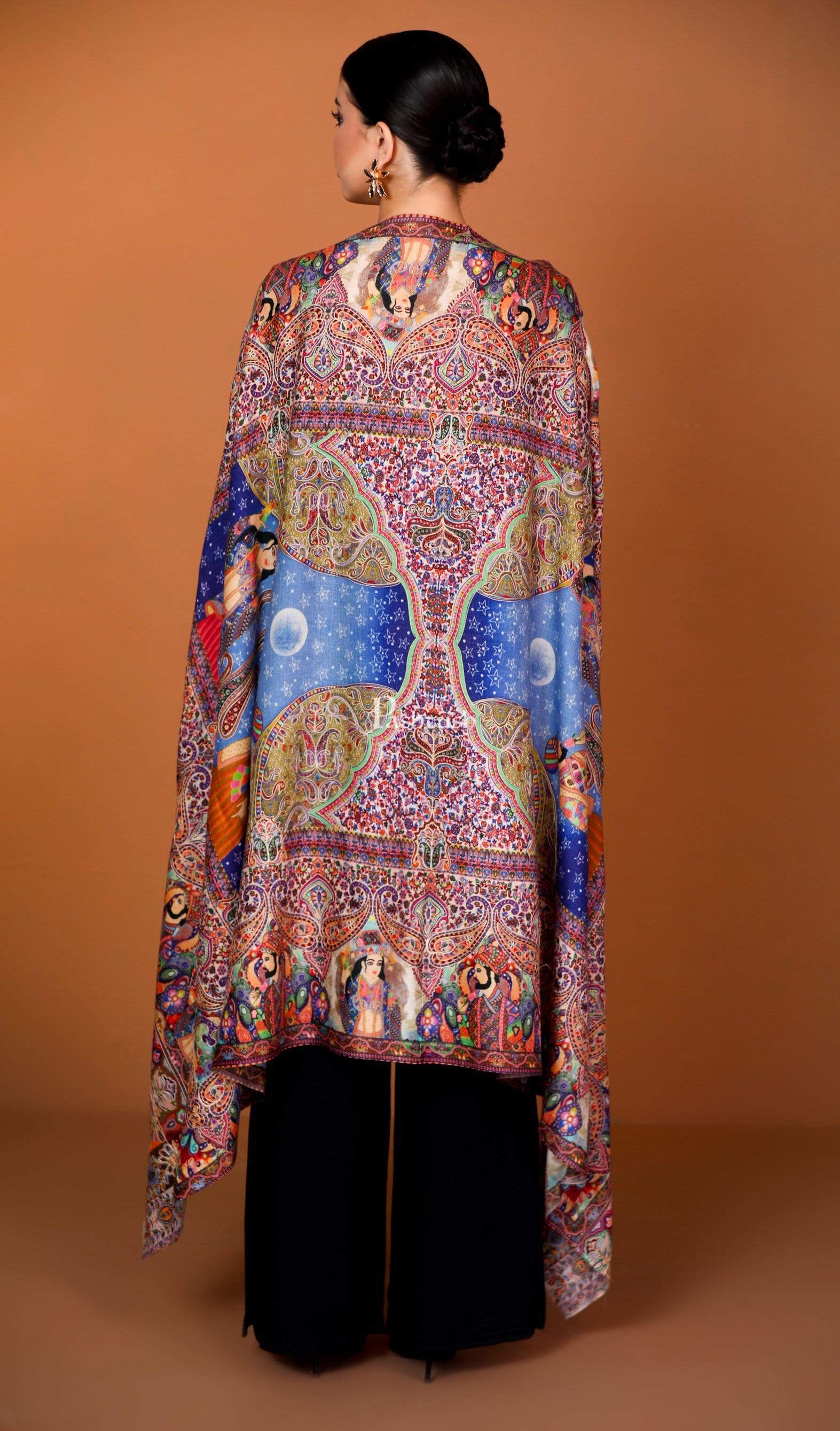 Pashtush India 100x200 Pashtush Womens Moon Shawl (chand-dar), Rashke Qamar (envy of the moon), Love Story Shawl. (Woolmark Certified)