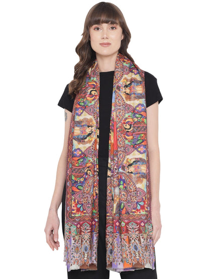 Pashtush India Womens Shawls Pashtush Womens Moon Shawl (Chand-Dar), Rashke Qamar (Envy Of The Moon), Love Story Shawl. (Woolmark Certified)