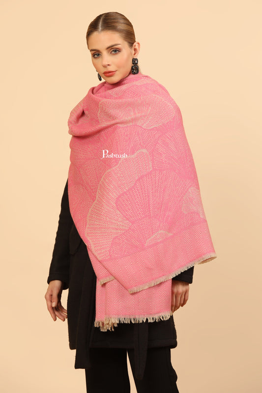 Pashtush India Womens Stoles Pashtush Womens Muffler, Soft and Warm, Stole, Organic Weave Design, Pink