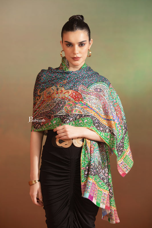 Pashtush India Womens Stoles and Scarves Scarf Pashtush Womens Mughal Printed Stole, Extra Soft Bamboo Fabric