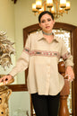 Pashtush India Womens Shirt Pashtush Womens Oversized Casual Woollen Shirt, Beige
