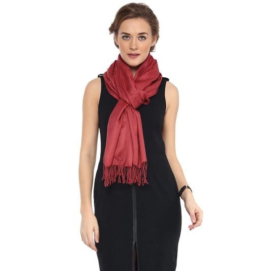 Pashtush India 70x200 Pashtush Womens Paisley Weave Scarf, Soft and Warm, Luxury Wool - Morning Rose