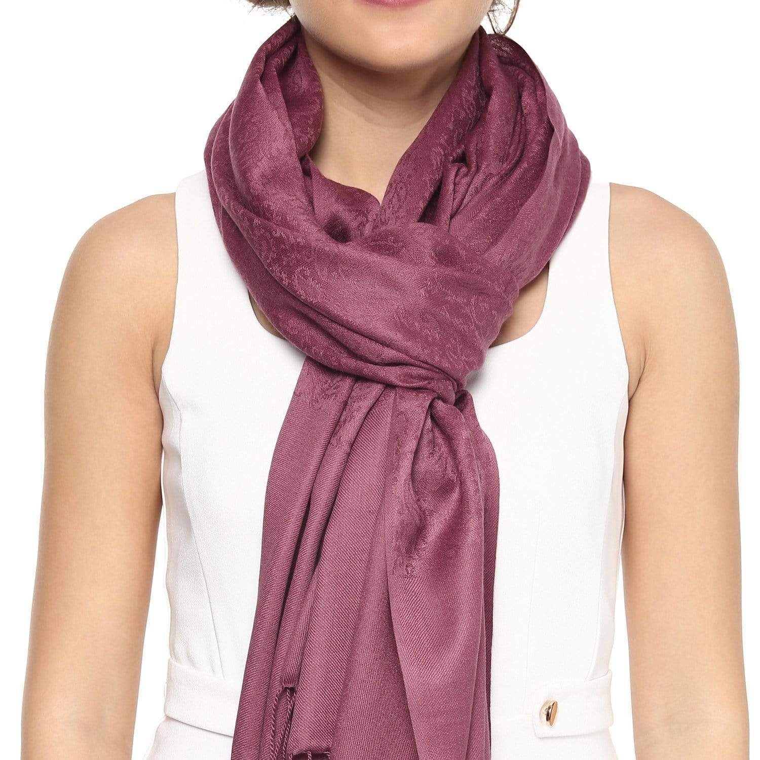 Pashtush India 70x200 Pashtush Womens Paisley Weave Scarf, Soft and Warm, Luxury Wool - Peel Lilac