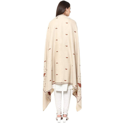 Pashtush Womens Palla Booti Shawl - Light Beige