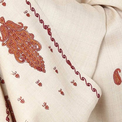 Pashtush Womens Palla Booti Shawl - Light Beige