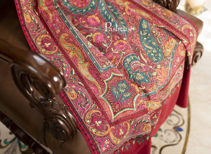Pashtush India 100x200 Pashtush Womens Papier Mache Embroidered Jamawar Stole, Fine Wool, Soft and Warm