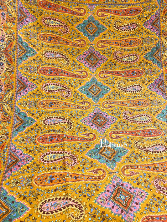 Pashtush India 100x200 Pashtush Womens Papier-mâché Embroidered Shawl, Fine Wool with Silky Embroidery