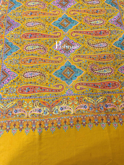 Pashtush India 100x200 Pashtush Womens Papier-mâché Embroidered Shawl, Fine Wool with Silky Embroidery