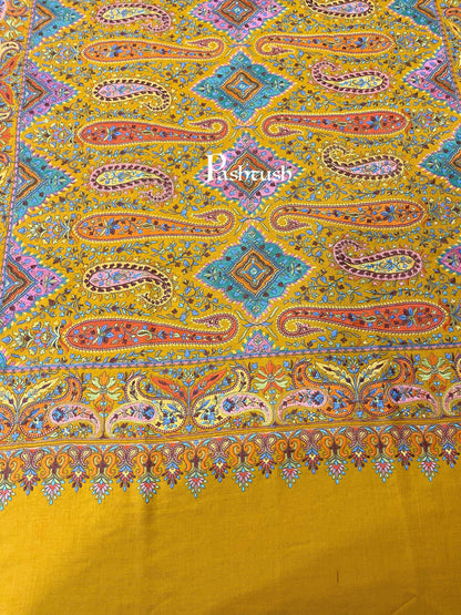 Pashtush India 100x200 Pashtush Womens Papier-mâché Embroidered Shawl, Fine Wool with Silky Embroidery