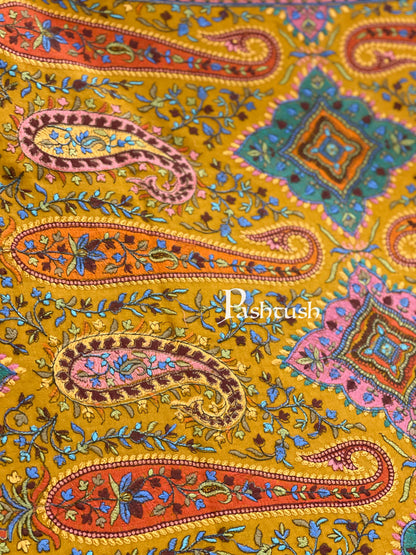 Pashtush India 100x200 Pashtush Womens Papier-mâché Embroidered Shawl, Fine Wool with Silky Embroidery