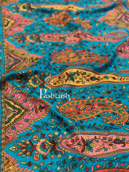 Pashtush India 100x200 Pashtush Womens Papier-mâché Embroidered Shawl, Fine Wool with Silky Embroidery, Scarlet Red