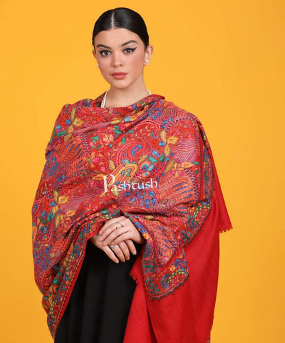 Pashtush India Shawl Pashtush Womens Papier Machè Embroidery Jaal Shawl - Fine Pure Wool