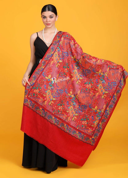 Pashtush India Shawl Pashtush Womens Papier Machè Embroidery Jaal Shawl - Fine Pure Wool