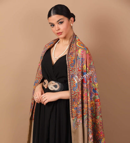 Pashtush India Shawl Pashtush Womens Papier Machè Embroidery Jaal Shawl - Multicoloured