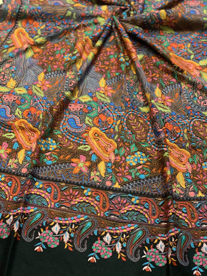 Pashtush India Shawl Pashtush Womens Papier Machè Embroidery Jaal Shawl - Multicoloured, Black