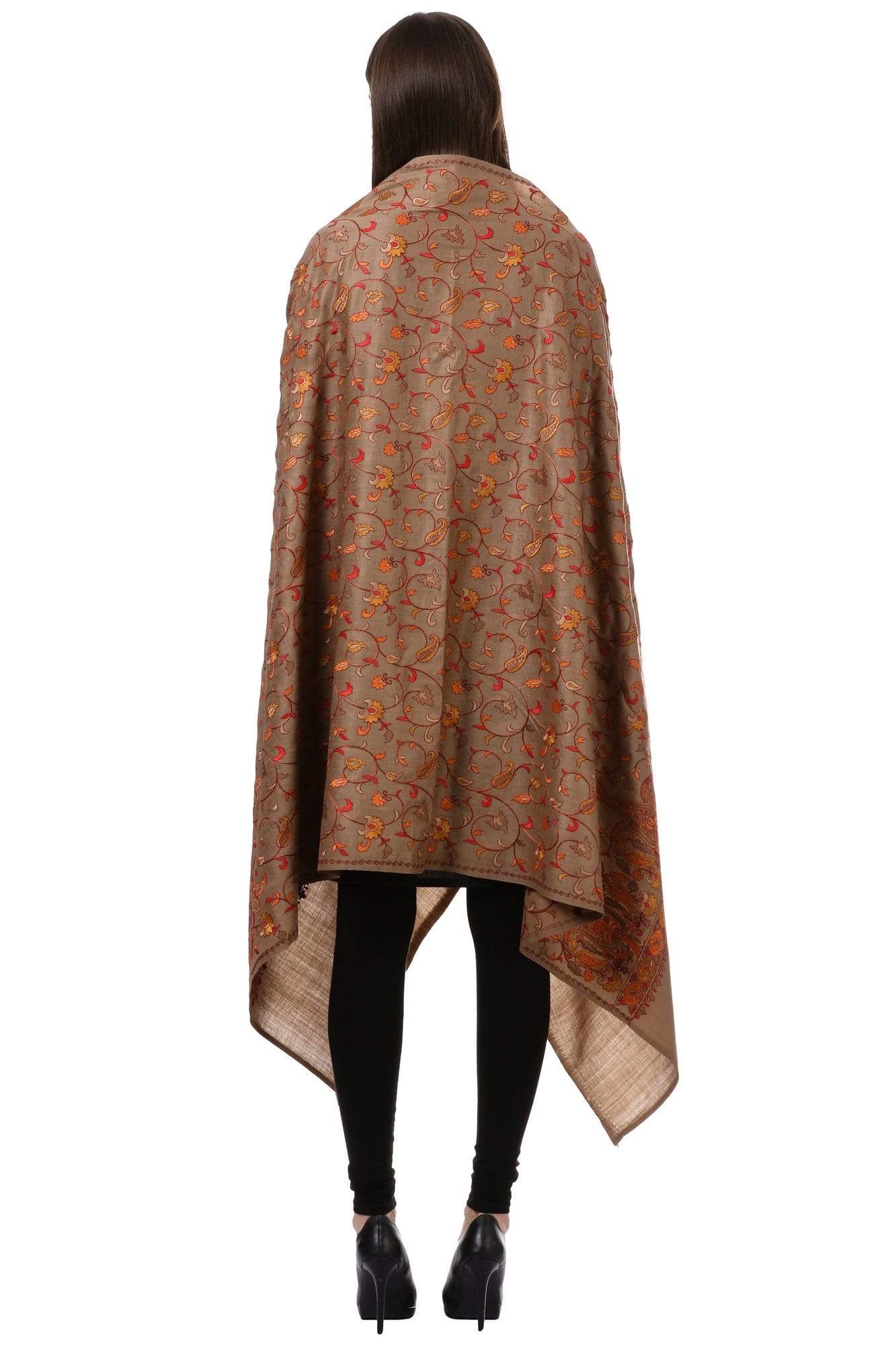 Pashtush India 100x200 Pashtush Womens Papier Machè Embroidery Jaal Shawl - Thaar